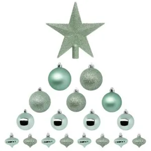Déco de sapin de Noël Kit de 18 pièces Boules et Cimier - Vert Amande pas cher