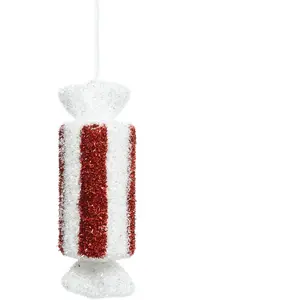 FEERIC LIGHTS & CHRISTMAS Suspension de Noël Bonbon Long Blanc et Rouge H 28 cm pas cher