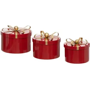 Déco noël lot de 3 boîtes rondes en métal rouge - feeric christmasVendu parcarrefour