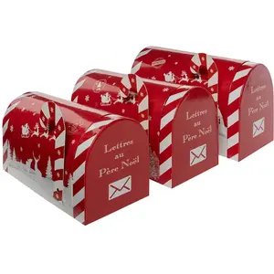 Comparateur de prix : FEERIC LIGHTS & CHRISTMAS Lot de 3 Boîtes forme Boite aux lettres Rouge et Blanc