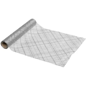 FEERIC LIGHTS & CHRISTMAS Chemin de table Organza Argent Carreaux 28 x 500 cm pas cher