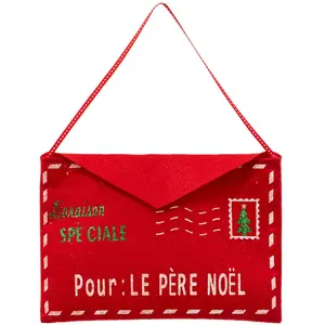 FEERIC LIGHTS & CHRISTMAS Suspension de Noël Enveloppe pour le Père Noël en feutrine Rouge L 25 cm pas cher