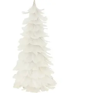 Comparateur de prix : FEERIC LIGHTS & CHRISTMAS Déco de Noël Cône en plume Blanc avec finition paillettes argent H 40 cm