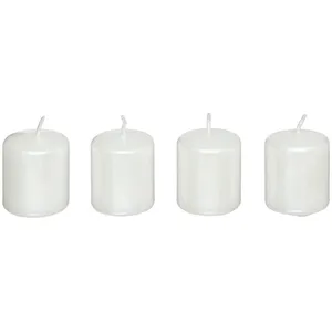 Comparateur de prix : Fééric Lights And Christmas - Lot de 4 Bougies Satin Blanc 160G - Feeric Christmas