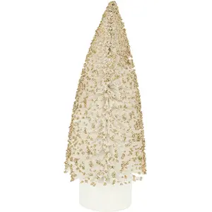 figurine sapin 8 leds blanc chaud 20cm blanc or - générique 199896 pas cher