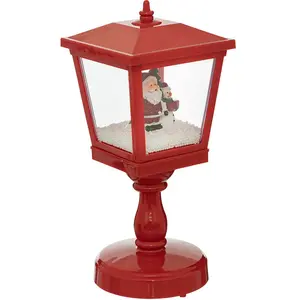 Déco lumineuse Lanterne Rouge avec Père Noël et Bonhomme de neige 4 le... pas cher