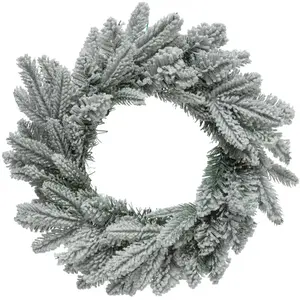 Couronne de Noël Vert Floqué Blanc et Pailleté D 40 cm pas cher
