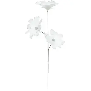 FEERIC LIGHTS & CHRISTMAS Branche déco spéciale fêtes Fleurs en Plumes blanches et argentées H 65 cm pas cher