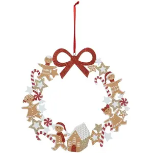 FÉÉRIC LIGHTS AND CHRISTMAS COURONNE BOIS PAIN EPICE 33CM - Atmosphera créateur d'intérieur pas cher