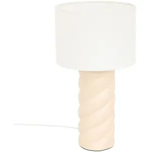 Comparateur de prix : ATMOSPHERA Lampe à poser en céramique Beige et abat-jour en coton Blanc H 44 cm