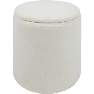 Comparateur de prix : Atmosphera - Pouf coffre bouclette Kaydi blanc D35cm créateur d'intérieur
