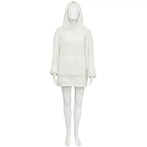 ATMOSPHERA 3S. x Home Plaid sweat capuche flanelle Teddy blanc taille unique pas cher