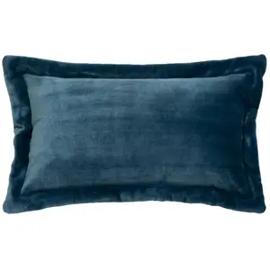 ATMOSPHERA Coussin décoratif flanelle Bleu Egéen effet fourrure 38 x 58 cm