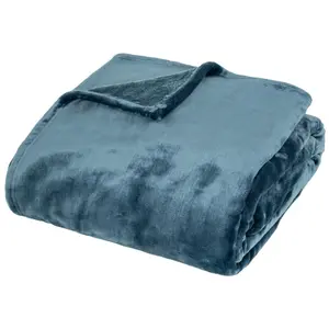 Comparateur de prix : Atmosphera Créateur D'intérieur - Plaid flanelle Cuddly bleu égéen 180x230cm