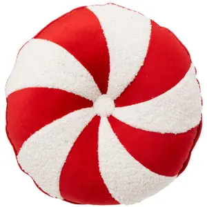 Comparateur de prix : FEERIC LIGHTS & CHRISTMAS Coussin décoratif Bonbon rond Rouge et Blanc D 40 cm
