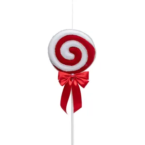 FEERIC LIGHTS & CHRISTMAS Déco de Noël Sucette rouge et blanc avec noeud satin H 52 cm