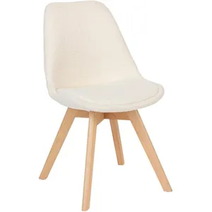 Comparateur de prix : Atmosphera - Chaise Baya pieds hêtre bouclette blanc créateur d'intérieur