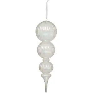 FEERIC LIGHTS & CHRISTMAS Suspension de Noël 3 Boules liées transparentes avec reflets irisés H 35 cm pas cher