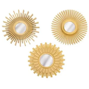 Atmosphera Créateur d'intérieur - Lot de 3 Miroirs Muraux Amed 25cm Or