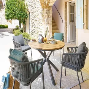Comparateur de prix : Hesperide Table de jardin ronde Alu/Acacia Oriengo 4 places graphite - Hespéride