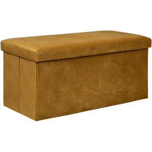 Comparateur de prix : ATMOSPHERA Pouf pliant et Coffre de rangement en tissu Jaune Moutarde 76 x 38 cm