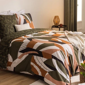 Atmosphera - Parure de lit imprimée Arik en Coton 260x240cm Vert Kaki pas cher