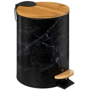 FIVE Poubelle de salle de bain  - effet marbre métal noir 16x26 cm