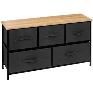 5five Simply Smart - Commode basse 5 tiroirs Tissa gris foncé 5five