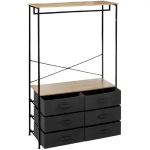Comparateur de prix : FIVE 3S. x Home Dressing penderie en bois 6 tiroirs et portant en acierTissa