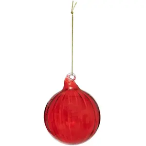 FÉÉRIC LIGHTS AND CHRISTMAS Bdn verre 80MM strie rouge - Atmosphera créateur d'intérieur pas cher