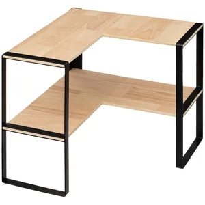 Comparateur de prix : Étagère d'angle 2 niveaux en métal noir l 40 x p 40 x h 35 cm - five