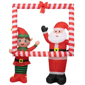 ATMOSPHERA CRÉATEUR D'INTÉRIEUR Gonflable Cadre avec Lutin et Père Noël H 180 cm - Feeric Christmas pas cher