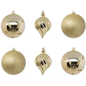 Déco de Sapin Lot de 6 Boules de Noël D 10 cm - Or - Feeric Christmas