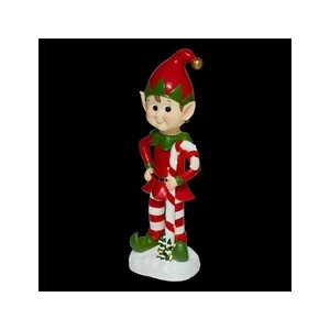 Statue lutin de Noël 90 cm lumineux - A pile, Rouge pas cher