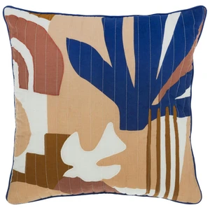 3S. x Home Coussin en coton et motifs imprimés Soleya bleu indigo