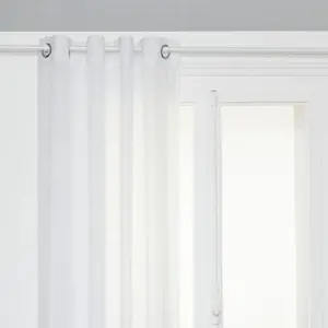 ATMOSPHERA Créateur d'intérieur - Rideau Voilage à Oillets Paxta 135x240cm Blanc pas cher