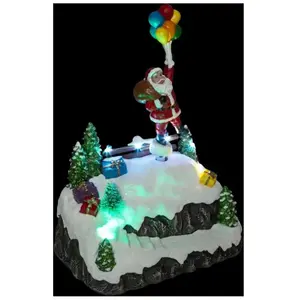 Comparateur de prix : FEERIC LIGHTS & CHRISTMAS Village de Noël Père-Noël et ses ballons animé et lumineux - a pile, Multicolore