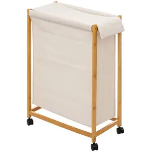 Comparateur de prix : Five Simply Smart - Panier à Linge Roulant 52 l En Bambou Beige Five