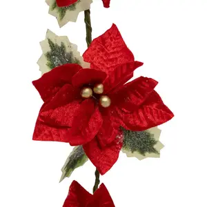 Feeric Light & Christmas Guirlande de Noël Fleurs de Poinsettia Rouge H 180 cmVendu parcarrefour