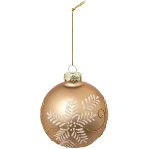 ATMOSPHERA Boule de Noël en Verre Fleur Enneigée 8cm Or pas cher