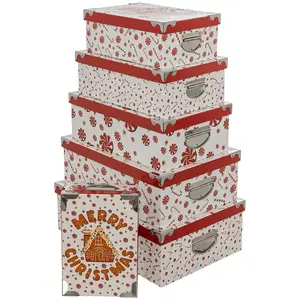 Comparateur de prix : FEERIC LIGHTS & CHRISTMAS Lot de 6 Boîtes de rangement coins en métal déco Pain d'épice