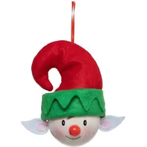 Déco Sapin Boule de Noël D 7.5 cm Tête de Lutin pas cher