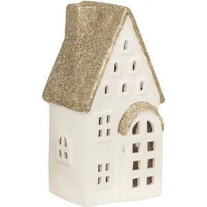 FEERIC LIGHTS & CHRISTMAS Déco Lumineuse Maison en céramique 1 LED Blanc chaud H 15.5 cm pas cher