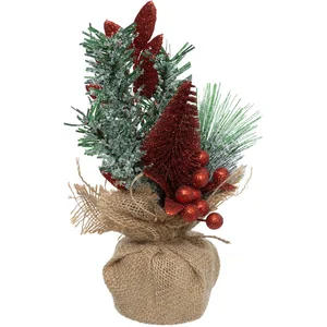 Compo de Noël Sapin déco et paillettes H 24 cm pas cher