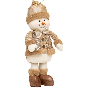 Déco de Noël Personnage Beige et Doré pailleté H 38 cm pas cher