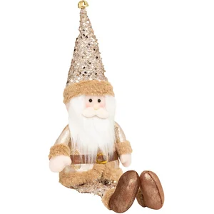 Déco de Noël Personnage assis Beige et Doré pailleté H 52 cm pas cher