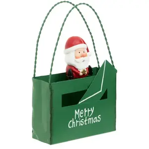 Déco Noël Petite Boîte aux lettres forme sac en métal imprimé H 14 cm pas cher