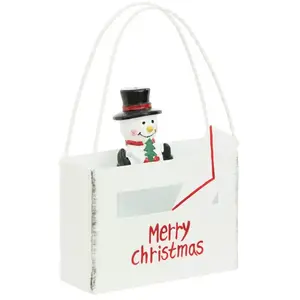 Déco Noël Petite Boîte aux lettres forme sac en métal imprimé H 14 cm pas cher