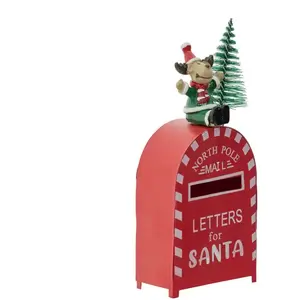 Déco Noël Petite Boîte aux lettres en métal imprimé H 14 cm pas cher