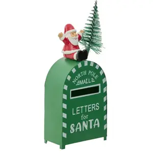 Déco Noël Petite Boîte aux lettres en métal imprimé H 14 cm pas cher